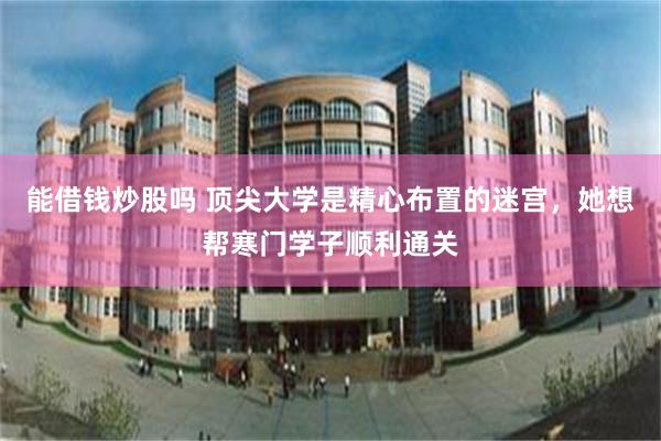 能借钱炒股吗 顶尖大学是精心布置的迷宫，她想帮寒门学子顺利通关