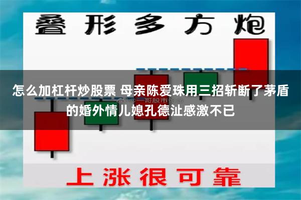 怎么加杠杆炒股票 母亲陈爱珠用三招斩断了茅盾的婚外情儿媳孔德沚感激不已