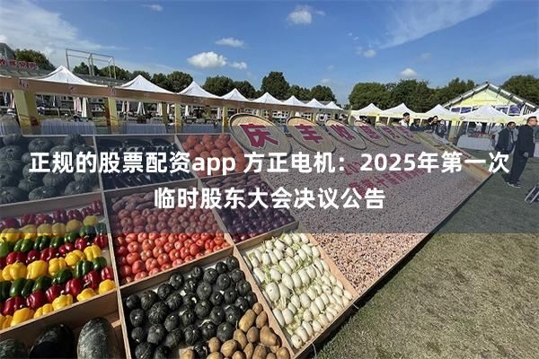 正规的股票配资app 方正电机：2025年第一次临时股东大会决议公告