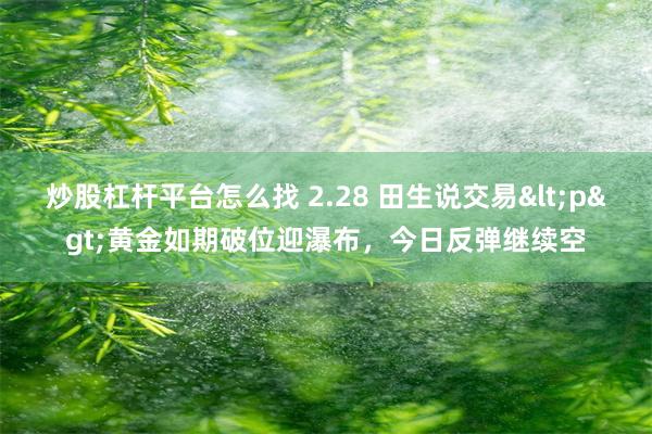 炒股杠杆平台怎么找 2.28 田生说交易<p>黄金如期破位迎瀑布，今日反弹继续空